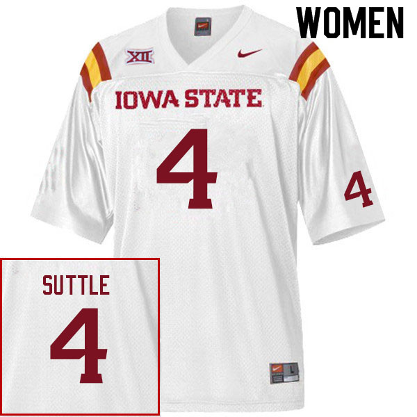 Women #4 Corey Suttle Iowa State Cyclones College Football Jerseys Sale-White